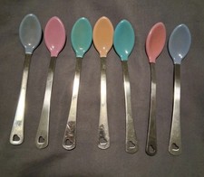 Vintage Munchkin Baby Spoons Stainless Steel Silicone Tips Set Of 7