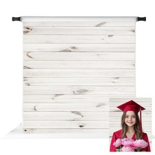 Kate White Wood Horizontal Texture Party Photo Backdrop, 8x8ft