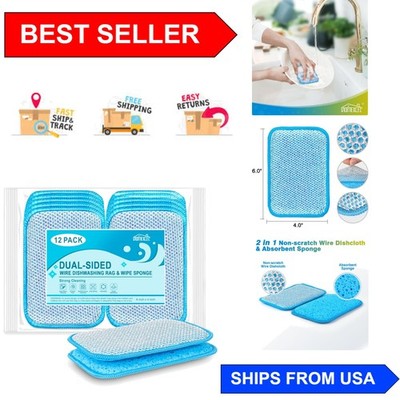 12-Pack Non-Scratch Scrub Sponges & Wipe Cloths for Effortless Kitchen Cleaning