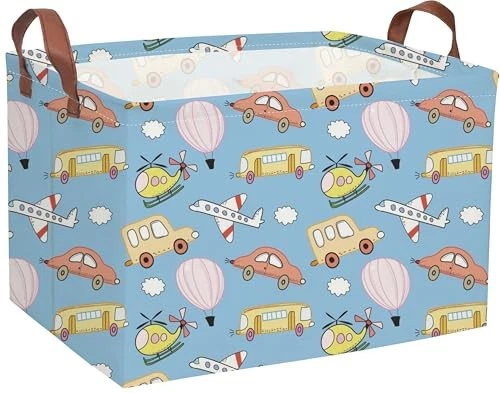 Cestas infantis retangulares cesta de carro caixas de armazenamento infantil cesta de menino 1 veículo azul - Imagem 2 de 4