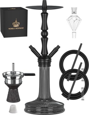 Shisha Set 77cm Hookah 2 Schläuche Alu 2 Anschlüsse Zubehör Glas