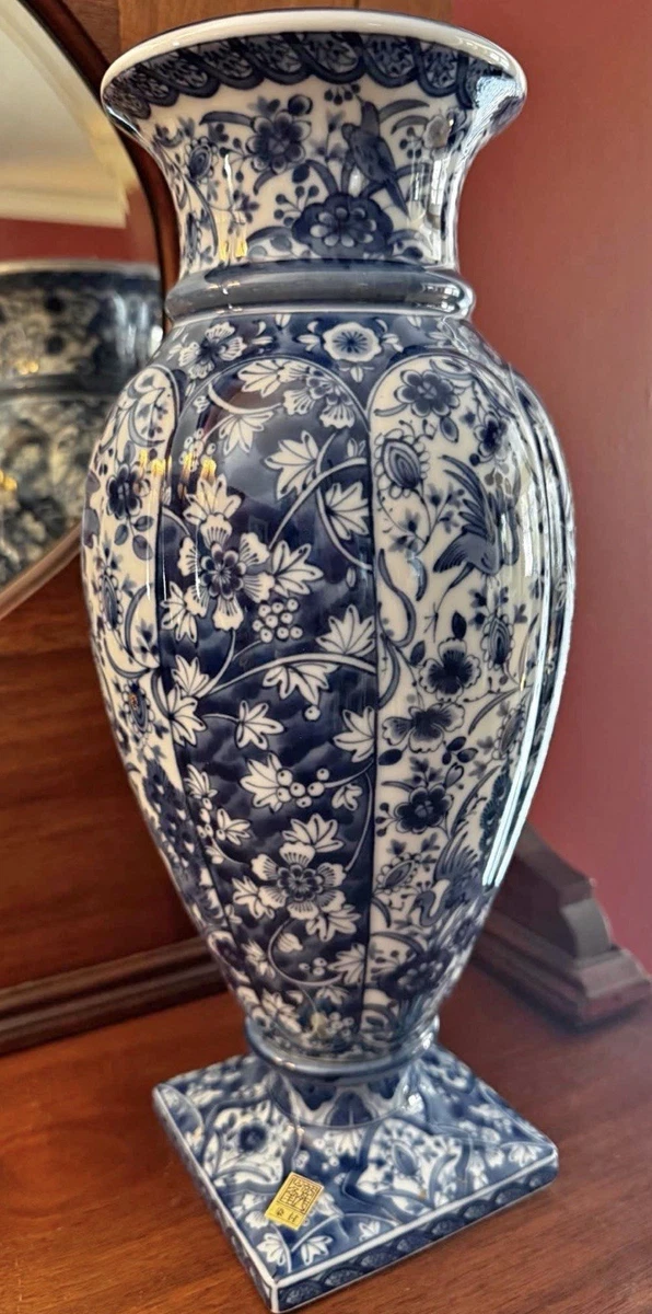 蓝色日本古董花瓶| eBay