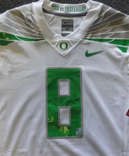 Oregon Ducks Marcus Mariota Auto White Nike Jersey "2014 Heisman" Size M MM Holo