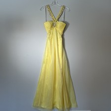 Studio 17 Y2K Womens Dress Size 2 V-Strap Rhinestone  Prom Dress Gown Daffodil ￼