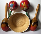 Two Pairs of Mexican Maracas for Table Decor at a Mexican Dinner, plus basket — photo 2