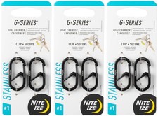 Nite Ize 2-Pack G-Series Dual Chamber S.S. Carabiner 1 - Black 3-Pack 