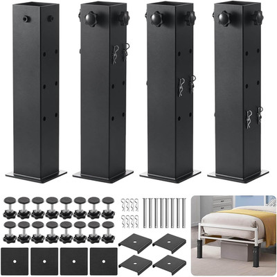 Heavy-Duty Dorm Bed Risers, Adjustable Height, Extra Stability, 1.5''-3'' Fit