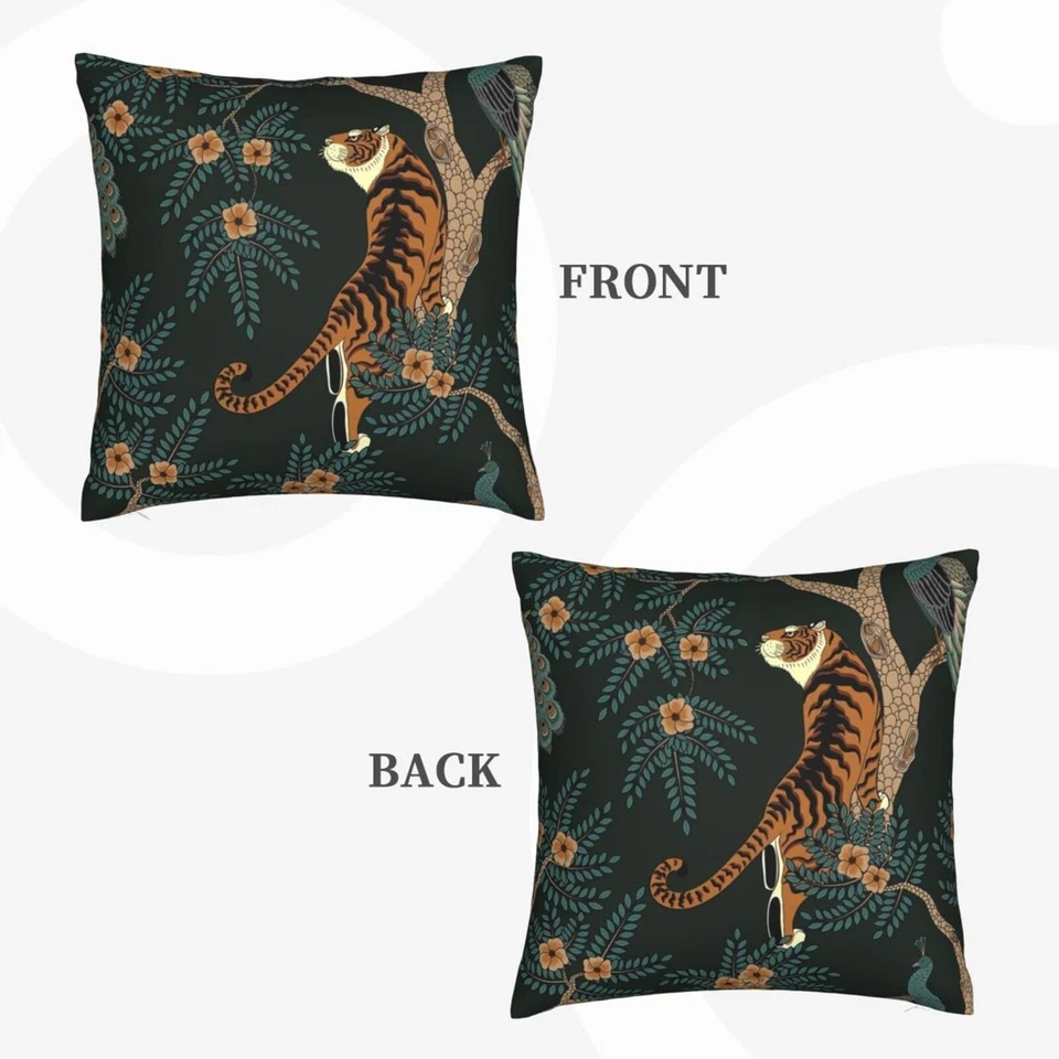 NBFKDO Pillow Cover,Tiger and Peacock (1) Throw Pillow Case Modern Cushion Co... - Image 2 of 4