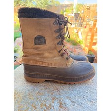 Vintage Sorel Kaufman Mens Brown Suede Fur Lined Winter Boots Size 9 Made in USA