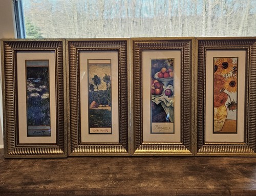 Claude Monet Goldrahmendrucke 4er Set, Impressionist, Damge On Frames