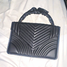 Women s Black Quilted Chevron Top Handle Satchel Handbag Purse