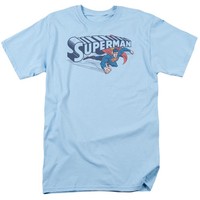 Dc Comics Superman Unter Logo T-Shirt Kurzarm Herren Regular Baumwolle Blau