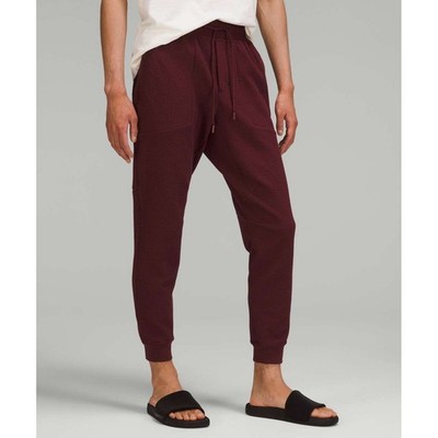 Lululemon At Ease Jogger XXL Red Merlot Textured Honeycomb Knit Pants 32 Inseam
