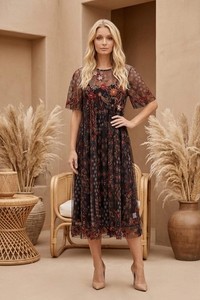 chinese dress ladies Johnny Was Theia Mesh Dress - Monika