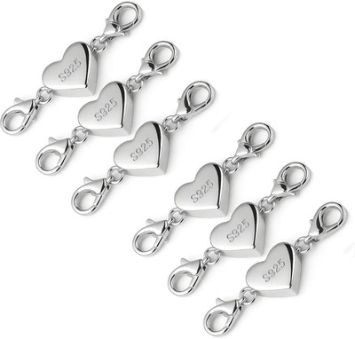 Herz Magnetverschluss für Schmuck DIY kette armband silber 6er Set