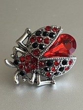Red Rhinestone Lucky Ladybug Beetle Insect Brooch Tack Pin - Mother’s Day Gift