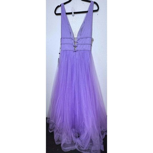 Abito da ballo formale Sherri Hill taglia 16 viola nuovo strass stile sfilata 52737 - Foto 3 di 17