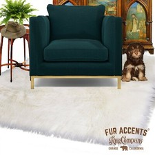 Plush Faux Fur White Shag Rug, Soft, Flexible Bonded Suede Back, Made in America