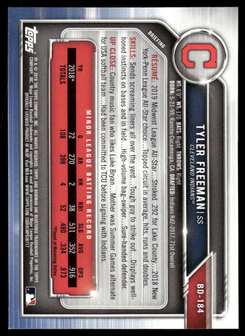 2019 Bowman Draft #BD-184 Tyler Freeman Sky Blue #/499 | eBay