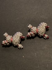 VTG Pair Of Two 1950 s Poodles Plastic Hair Barrettes Metal Clasps Poodles