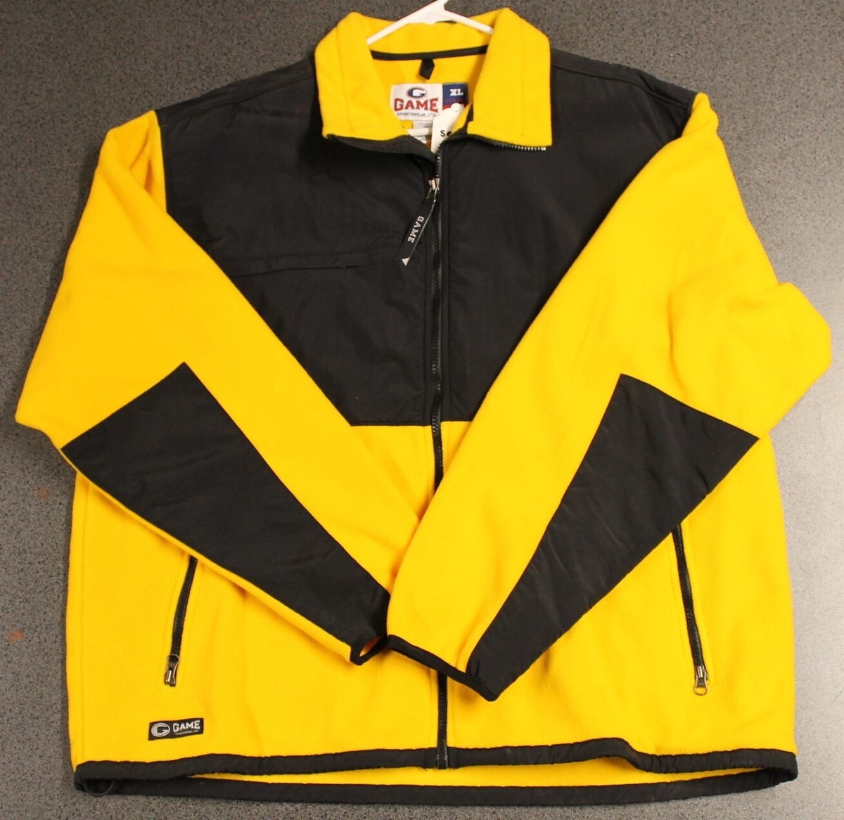 Game Sportswear Jackett Size XL Yellow Black Style 529 Zip Pockets