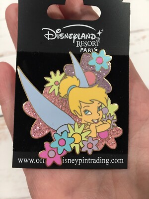 Disney Paris DLP DLRP Pin Tinker Bell Flowers Glitter Pastel