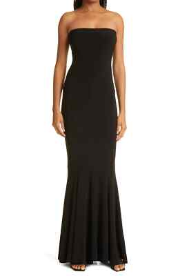Norma Kamali L132018 Womens Black Strapless Fishtail Gown Size M/38