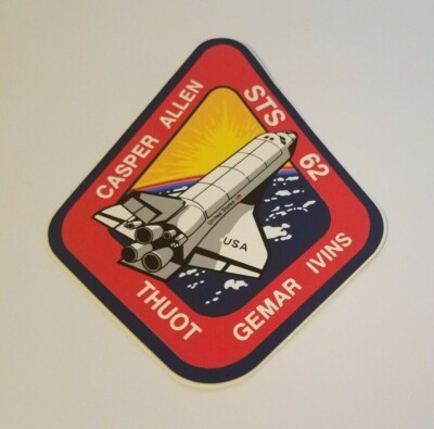 1994 Space Shuttle Columbia STS-62 Sticker! 3 9/16'' by 4 7/16''. New Old Stock!