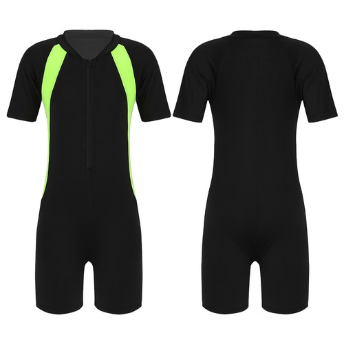 UK Girls Boys One Piece Swimsuit Short Sleeve Water Sports Surfing Bathing Suit - Picture 33 of 72