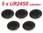 5 x LIR2450 Li-Ion Rechargeable 3,6V Akku Knopfzelle CR2450 wiederaufladbar Euni