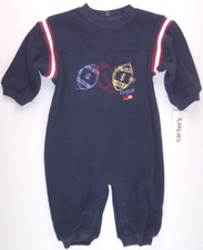 NWT Carter's Infant Boy's Navy Blue Fleece Football One Piece Romper, 6M