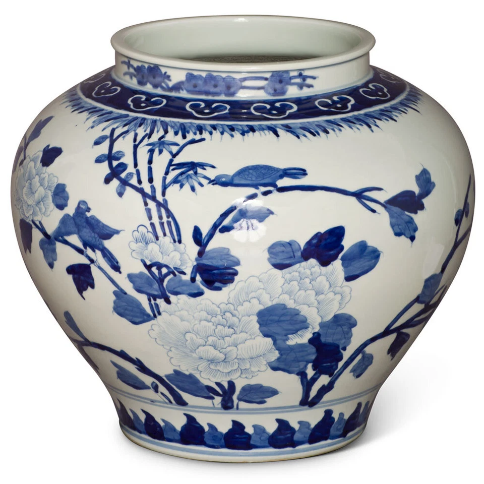 US VERKÄUFER - blau & weiß chinesische Ming Porzellan Landschaft Motiv Vase - Bild 4 von 4