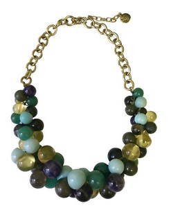 Authentic Vintage Carolee Lux Big Bauble Beaded Semi-Precious Gold Plated Necklace 18”