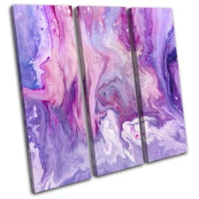 Marble Design Pink Purple Cool Abstract TREBLE CANVAS WALL ART Picture Print