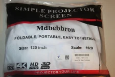 Simple Projector Screen, Portable, Mdbebbron ~ Scale: 16:9, Size 120 Inches, NEW
