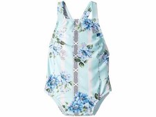 Seafolly Nana's House X Back Tank Swimsuit Girl's sz 4 Blue Floral