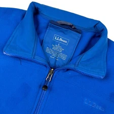 LL Bean Men's Fleece Polyester Full Zip Jacket Bright Blue • Large