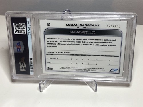 2022 Topps Chrome Formula 1 Logan Sargeant F2 Future Stars Sapphire Sepia/100 - Picture 2 of 2