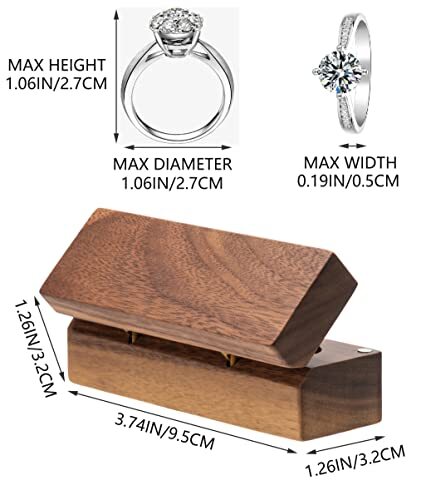Wooden Double Ring Box for Wedding Ceremony Engagement, Ring Beige Inner - Picture 2 of 6