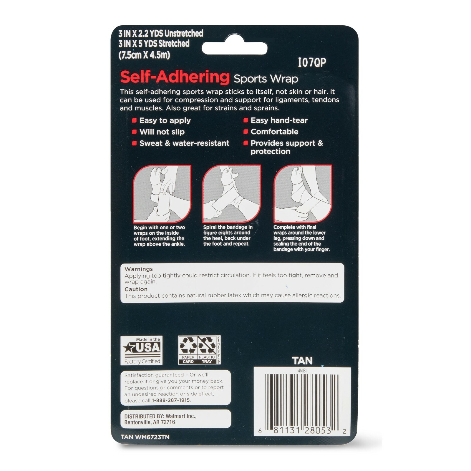 3 EQUATE Self Adhering Sports Wrap Elastic Bandage 3” for sale online