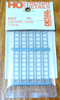 Detail Associates HO #6207 Ladders, Long 7 Rung (Plastic) 10pcs