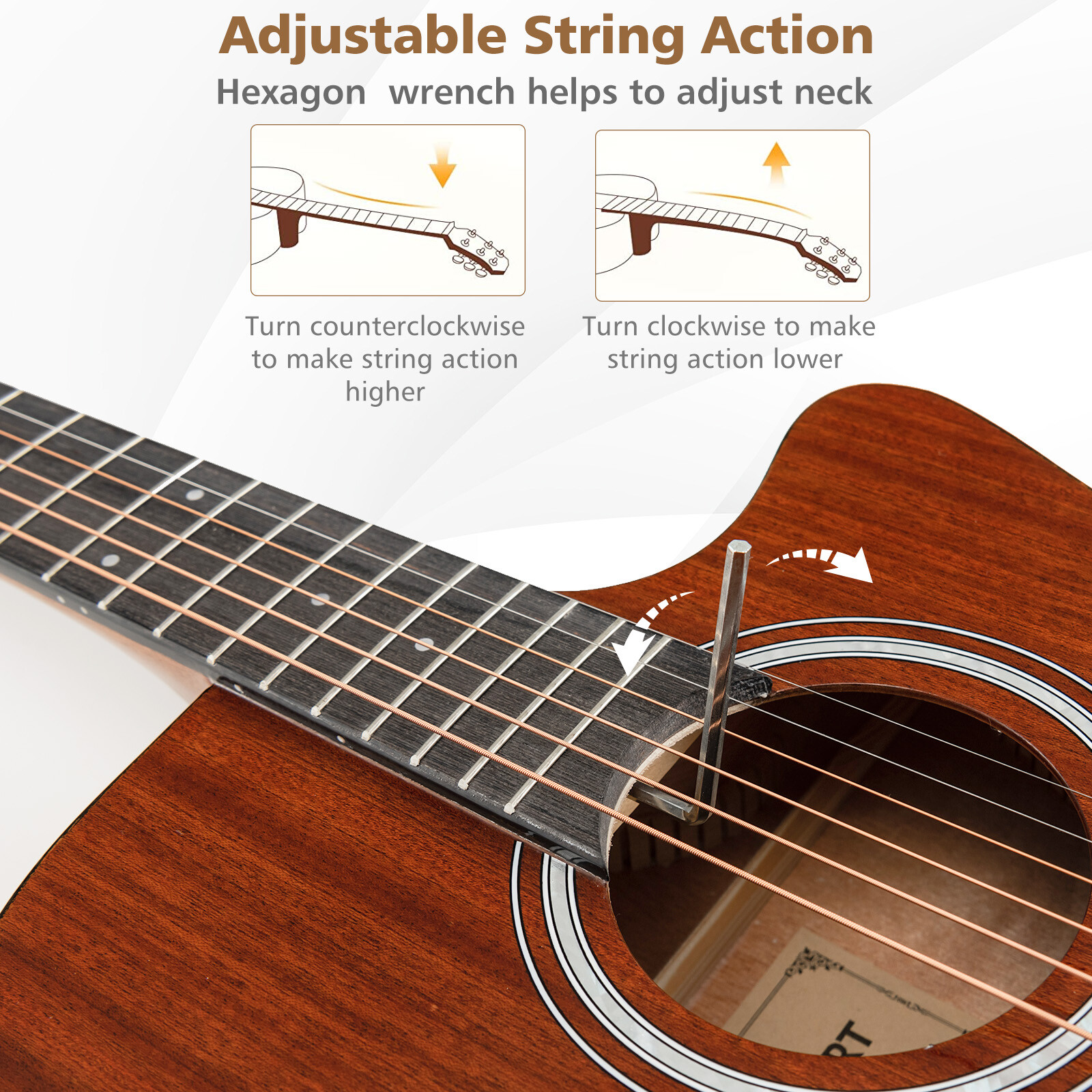 41'' Grand Auditorium Acoustic Guitar Full Size with 6 Steel Strings