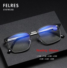 Blue Light Blocking Reading Glasses For Men Square Metal Presbyopic Glasses