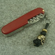 550 Paracord Solid Brass Skull Zipper pull Knife Lanyard Tassel Bead Beads GH396