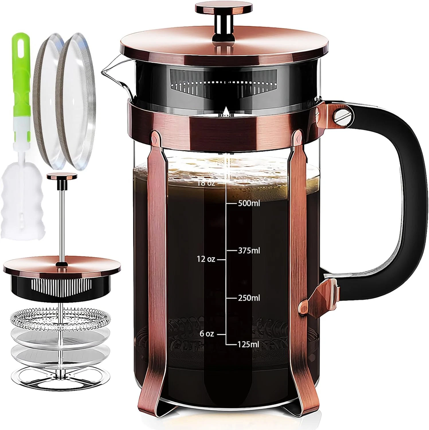 French Press Coffee Maker 304 Stainless Steel Coffee Press,With 4 Filters System