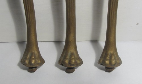 Three Antique Art Deco White Metal Egyptian Paw Footed Lamp Support Parts - Picture 3 of 6