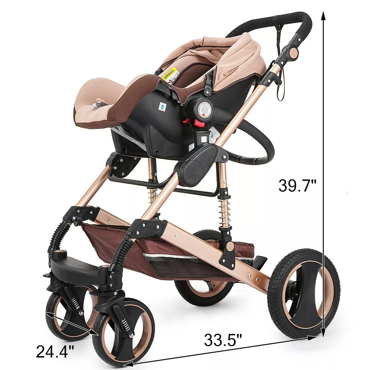 Buggy Infant Travel 3 In 1 Pushchair Foldable Luxury Baby Stroller