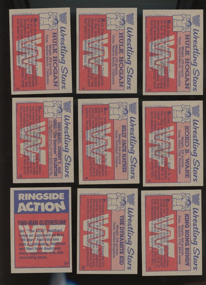 1987 Topps WWF Wrestling Misc. Stickers (13) and Cards (37) + Wrapper Hulk Hogan - Image 3 of 4