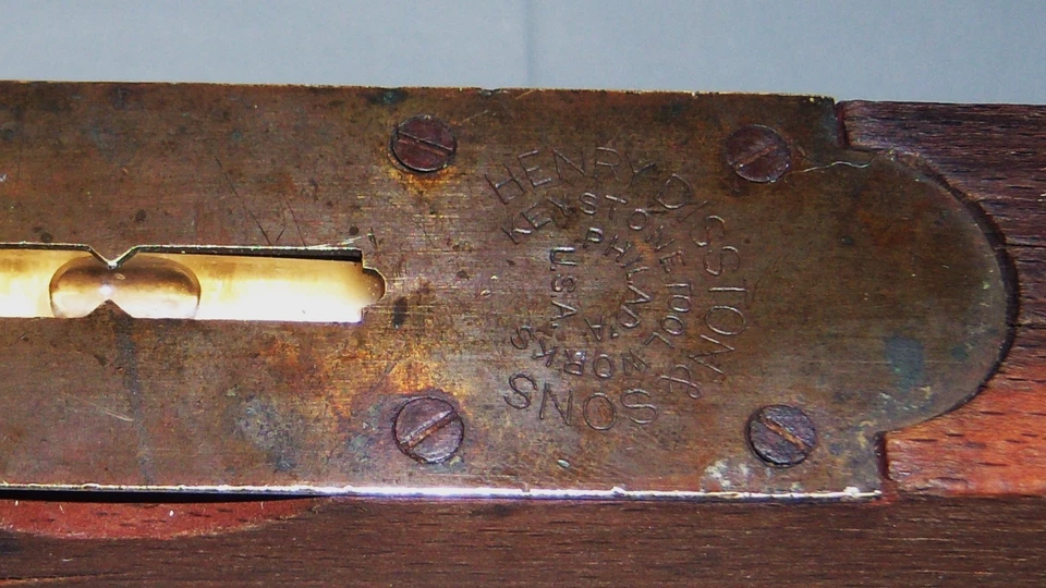Early Henry Disston Sons 12 3/4” Wood Brass Level - Image 3 of 4