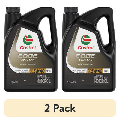 (2 pack) Castrol EDGE Euro 5W-40 A3/B4 Advanced Full Synthetic Motor Oil, 5 QT